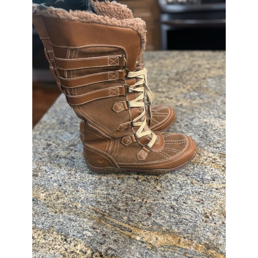 Pajar Women's Winter Snow‎ Boots Brown Suede Leather Waterproof Faux Fur 6-6.5